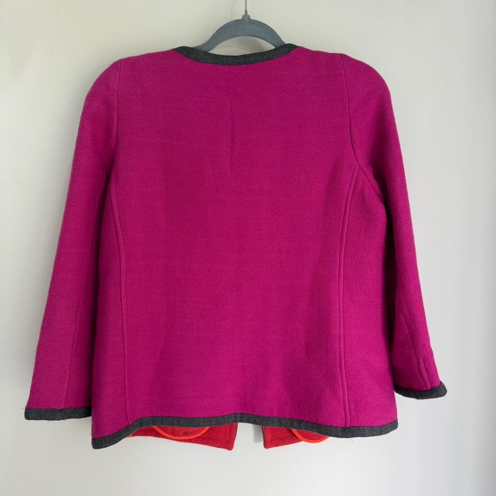 VTG WEILL Paris Jacket 100% Boiled Wool Pink France Collarless Trachten US SZ 10 - Picture 8 of 15